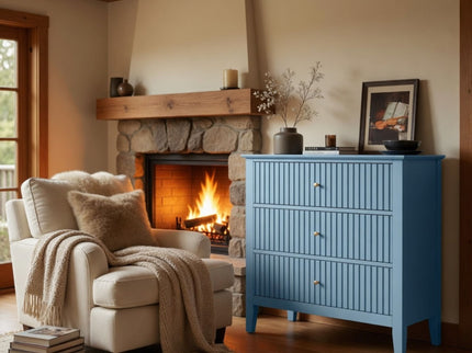 Fluted 3 Drawer Nightstand With Soft Close Slides