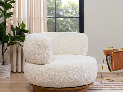 Fuji - 360 Swivel Low Barrel Back Accent Chair - Ivory White