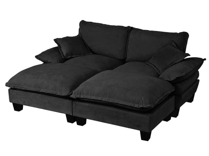 Modular Sectional Sofa With Movable Ottoman & Pillows
