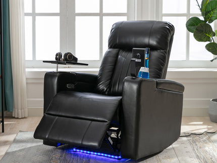 Premium Power Recliner & Storage Arms, Cupholders, Swivel Tray Table And Cell Phone Stand - Black