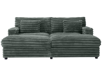 Oversized Double Chaise Lounge Sofa Bed With USB Ports And Cup Holders
