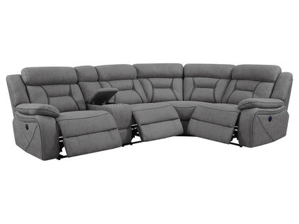 Barton - Upholstered Power Reclining Sectional Sofa - Gray