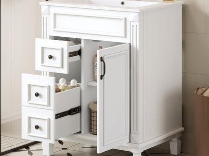 Bathroom Vanity With Sink, Compact Cabinet & 2 Drawers And Adjustable Shelf