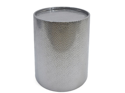 Modern Round Accent Table With Hammered Surface