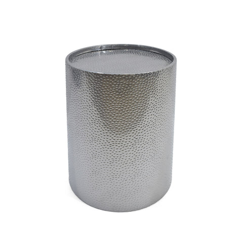 Modern Round Accent Table With Hammered Surface