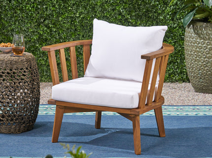 Outdoor Club Chair With Curved Backrest And Frame - White