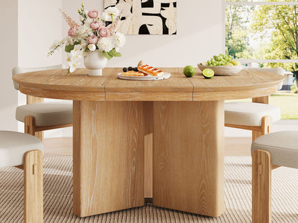 Farmhouse Oval Extendable Dining Table With Pedestal Base