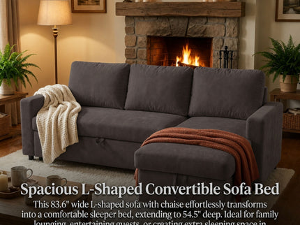 L - Shaped Convertible Sofa Bed With Storage Chaise
