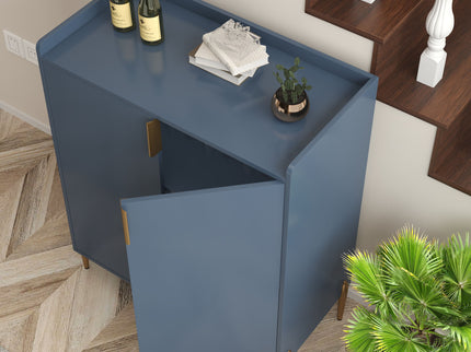 Wine Bar Cabinet With Adjustable Shelf, 2 Door Sideboard With Soft-Closing Hinges And Feet