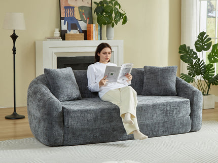 Curved Convertible Sofa, 2 In 1 Fold Out Bed With Pull Out Base And Deep Seat