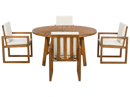 5 Piece Outdoor Patio Dining Set With 4 Armchairs And Table - Beige