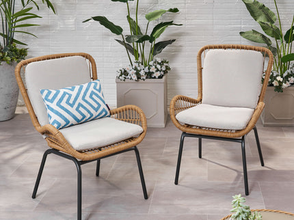 Outdoor Wicker Club Chair With Cushions (Set of 2)