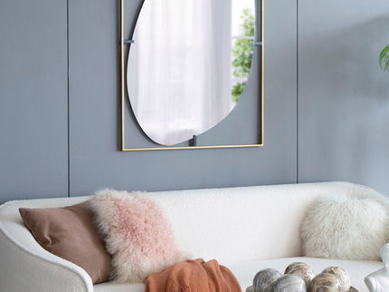 Poppy Mirror With Metal Frame Contemporary Design For Bathroom, Entryway Wall Decor