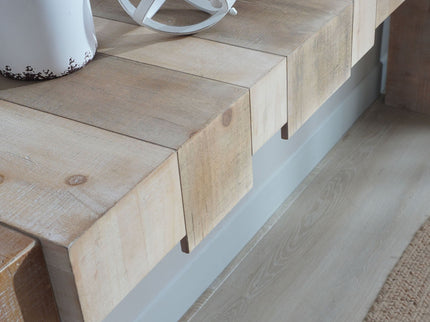 Modern Rustic Table With Sculpted Block Design