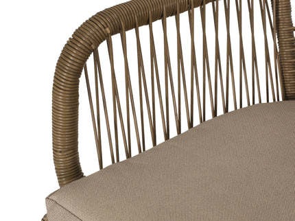 Modern Wicker Dining Club Chair With Water Resistant Cushions - Brown / Beige