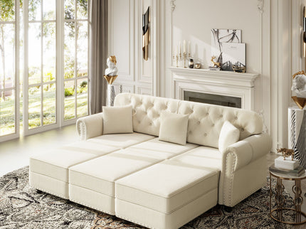 Upholstered Sofa Set With Nailhead Trim And Rolled Armrests, Includes Pillows