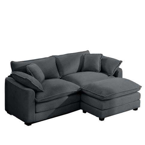 Modular Oversized Cushion Sofa With Ottoman, Low Back, Deep Seating Sofa Set