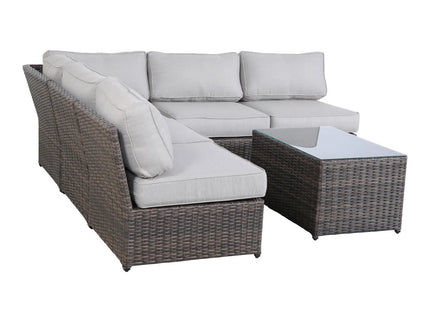 Comfortable Modern Patio Rattan Sectional Set With Cushions