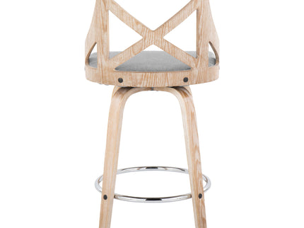 Charlotte - Farmhouse Fixed Height Counter Stool With Swivel And Round Footrest (Set of 2)