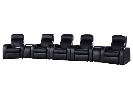 Franky - 7 Piece Seater Home Theater Set, Reclining Chairs & Storage Consoles - Black