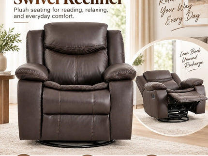 Rocker Recliner Chair With Manual Recline And 360° Swivel Base