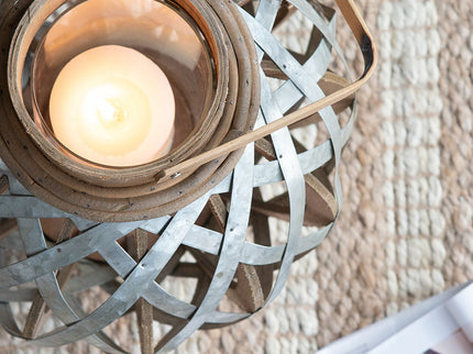 Decorative Lantern With Handle, Wooden Lantern For Indoor Outdoor, Home Garden, Wedding - Silver