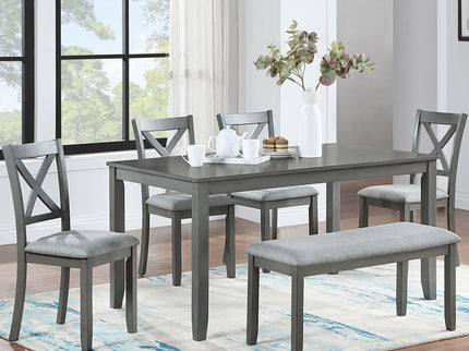 6 Pieces Kitchen Dining Set, Rectangular Wooden Dining Table With 4 Chairs And A Bench