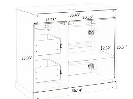 Modern Bathroom Vanity With Sink, 4 Drawers, Soft-Close Door, Adjustable Shelf