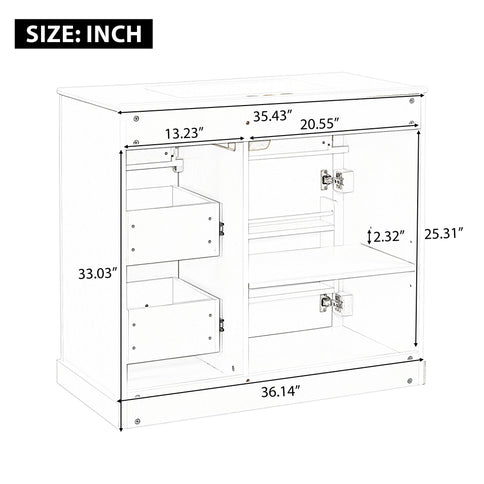 Modern Bathroom Vanity With Sink, 4 Drawers, Soft-Close Door, Adjustable Shelf