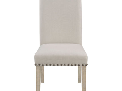Upholstered Dining Chair With Rolled Edge Seat Back (Set of 2) - Beige