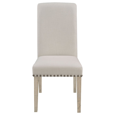 Upholstered Dining Chair With Rolled Edge Seat Back (Set of 2) - Beige