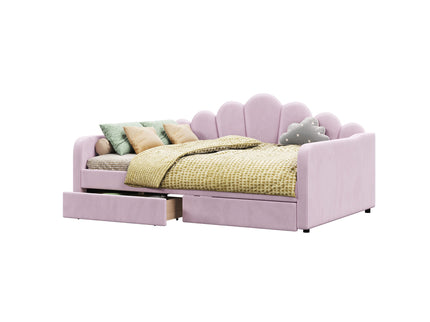 Shell Shaped Upholstered Daybed Frame With Slats