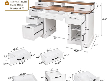 Office Desk With Charging Station & Storage Cabinet