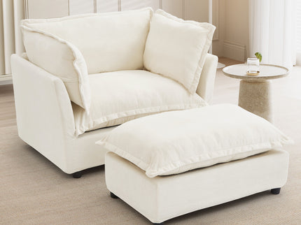 Modern Armchair Sofa With Movable Ottoman