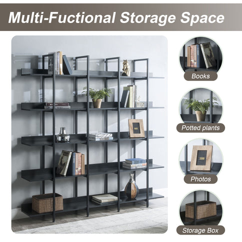 Vintage Industrial 5 Tier Bookcase