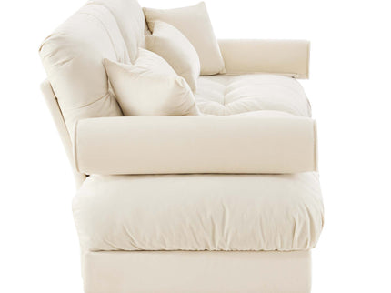 Modern Sofa With Bolstered Armrests And Pillows