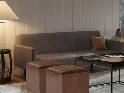 Rockwood - Upholstered Cube Storage Ottoman With Tray