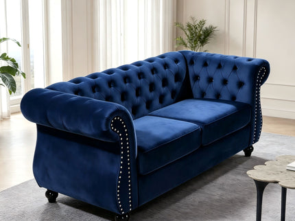 Chesterfield Button Tufted Loveseat With Rolled Arms