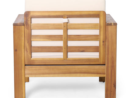 Acacia Wood Loveseat And Coffee Table Set With Cushions