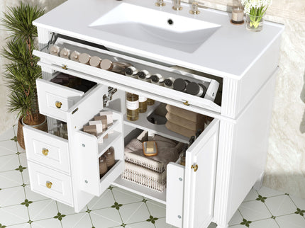 Bathroom Vanity With Sink, 3 Drawers & 2 Soft-Close Doors
