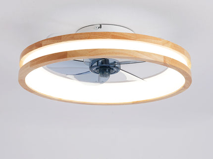 Ceiling Fans With LED Light Source And Remote Control, 3000 - 6500K Dimmable, 6 Speeds, Quiet DC Motor For Living Room - Natural Wood / White