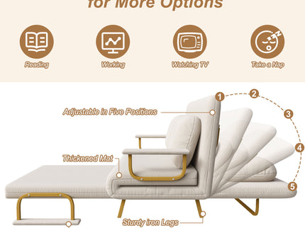 5 In 1 Convertible Sofa Bed For 2 With Adjustable Backrest