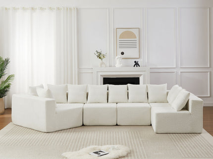 L - Shaped Modular Sofa With Deep Seat And 11 Pillows