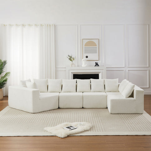 L - Shaped Modular Sofa With Deep Seat And 11 Pillows