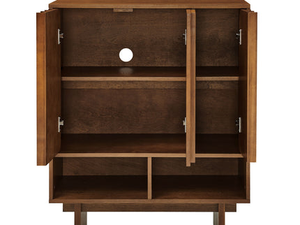 Sideboard Buffet Cabinet With Grille Slat Design With 3 Doors And Adjustable Shelves