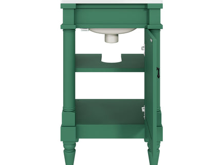 Bathroom Vanity With Sink, Compact Storage Cabinet With Door, Adjustable Shelf, Rectangular Style - Green