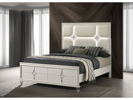 Gwendolyn - Queen Panel Bed With LED Headboard - White
