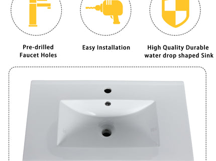 Modern Wall Mounted Bathroom Vanity With Sink And Storage Rack Soft Close Doors Plywood - Imitative Oak