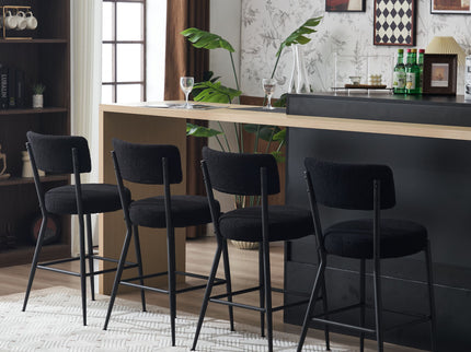 Modern Teddy Fabric Upholstered Bar Stools - Legs