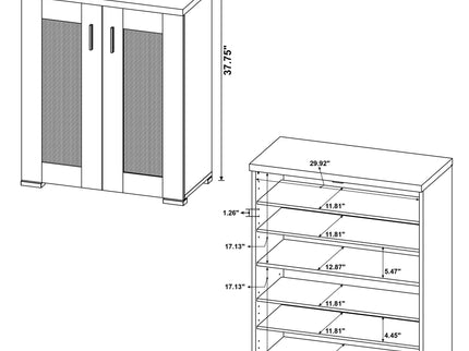 Door Accent Cabinet With Screens - Brown